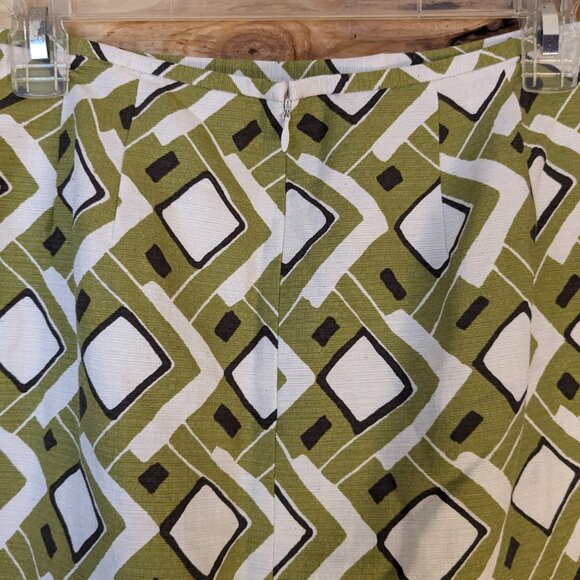 LAFAYETTE 148 Pencil Skirt Size 6 Geometric Retro Vtg 90s Green White Silk Blend - Picture 6 of 9